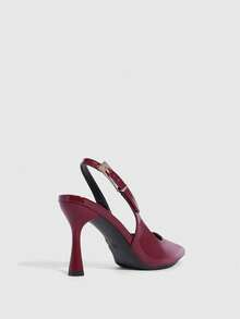 CUCCOO SZL Women's Pointed Toe Buckle Design Everyday Versatile Fashion High Heels - Red - View 4