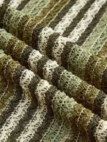 Maija 女士条纹短袖高领罩衫 - 軍綠色 - 查看 6