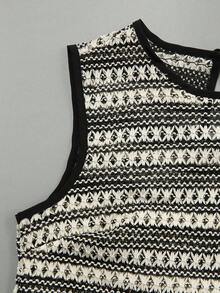 GlowEve 女士夏季休闲条纹流苏下摆背心和裤子两件套 - 黑與白 - 查看 7