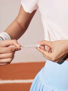 Dewbera Chaqueta deportiva corta de mujer con cuello alto, cremallera y ribete de contraste para el verano - Blanco - Ver 5