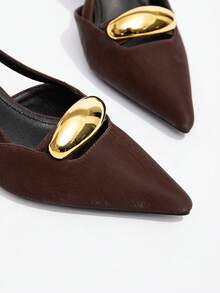 Sleekvia Women's Burgundy Bow Decor Work Pumps For Christmas - Brown - View 4