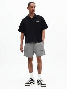 SUMWON Pantaloncini verdi salvia di media lunghezza in neoprene con tasche laterali e vita elastica, per uso casual estivo - Grigio - Visualizzare 3