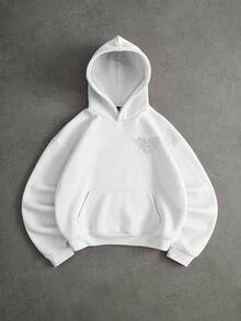 PAVTROS 男士街头风流行蜘蛛网和爱心3D刺绣“LOVE”3D刺绣连帽衫，适合户外音乐节、日常出行、朋友聚会、送给男友/老公的礼物、周年纪念礼物、Y2K风格 - 白色 - 查看 3