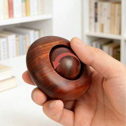 Madebyblanc Bàn xoay bằng gỗ đàn hương nguyên khối | Đồ chơi giảm căng thẳng chuỗi hạt may mắn bằng gỗ đàn hương đen tuyền | Bóng massage chạm khắc thủ công chưa sơn | Đồ thủ công mỹ nghệ di động dùng tại nhà và khi đi du lịch | Bóng massage UFO bằng gỗ hồng mộc | Bùa may mắn hình cầu bằng gỗ đàn hương | Xoay 360 độ mượt mà | Tay cầm giảm căng thẳng trung tính