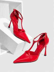 CUCCOO SZL Women's Fashionable Elegant Party Pointed Toe High Heels - Red - View 1