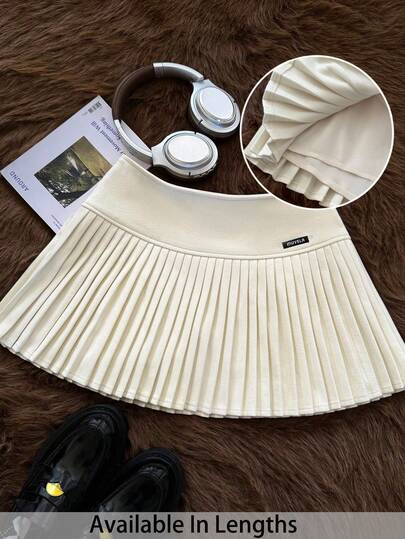 SHEIN Tall CURVE 大码纯色极简百褶裙