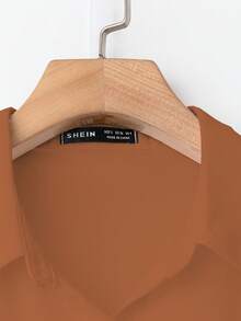 Franclia 法式优雅编织翻领长袖系带开衫，新款夏季白色女式衬衫 - 棕色 - 查看 4