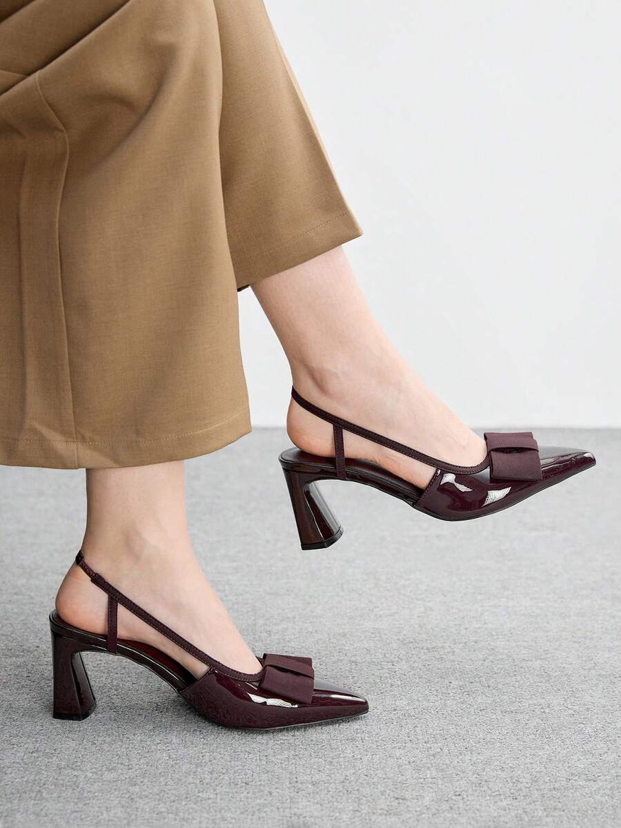 CUCCOO BIZCHIC Women's Chunky Heel Pointed Toe Comfortable Fashion Office & Party Shoes - Coffee Brown - View 1