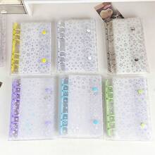 Zazumi Bìa sổ tay dạng vòng trong suốt A6, sổ dán sticker, tem niêm phong, hộp đựng sticker 3D, bìa sổ tay PVC 6 lỗ dạng vòng để tự làm nhật ký. - Nhiều màu - Xem 6