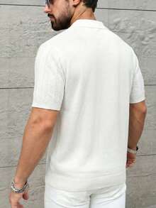 Manfinity Mode Áo len nam dệt kim kiểu dáng thời trang, màu trắng, dành cho người yêu thích phong cách thời trang châu Âu và Mỹ. - trắng - Xem 3