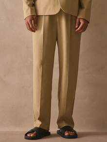 Musero Straight Leg Pleated Tailored Trouser Pant Hidden Fastening Belt Loop Detailing Suit Bottoms Spring Summer Essentials - Green - View 2