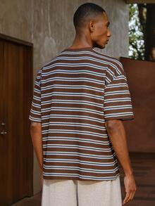 AKNOTIC Business Casual 常规宽松短袖圆领T恤 - 咖啡棕 - 查看 5