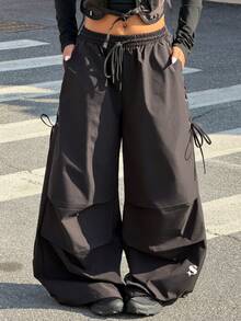 Muchica Black Woven Sports Cargo Pants - Black - View 4