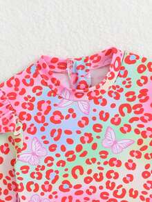 New Fashion One-Piece Long Sleeve Zipper Back Swimsuit For Toddlers & Kids - Multicolor - View 5