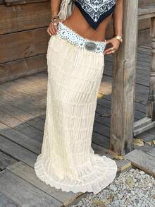 Muchica Falda larga fruncida sin cinturón - Albaricoque - Ver 6