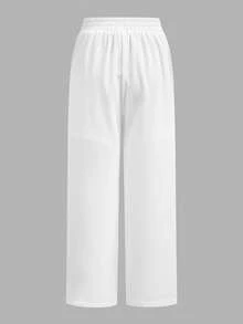 SHEIN Essnce 三件套休闲简约风女式宽松长裤，黑、白、蓝白条纹西装裤，春夏百搭 - 彩色 - 查看 4