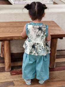 Dazy Kids Infant/Toddler Girls' Vacation All-Over Print Korean Style Sleeveless Shirt & Pants Set - Baby Blue - View 2