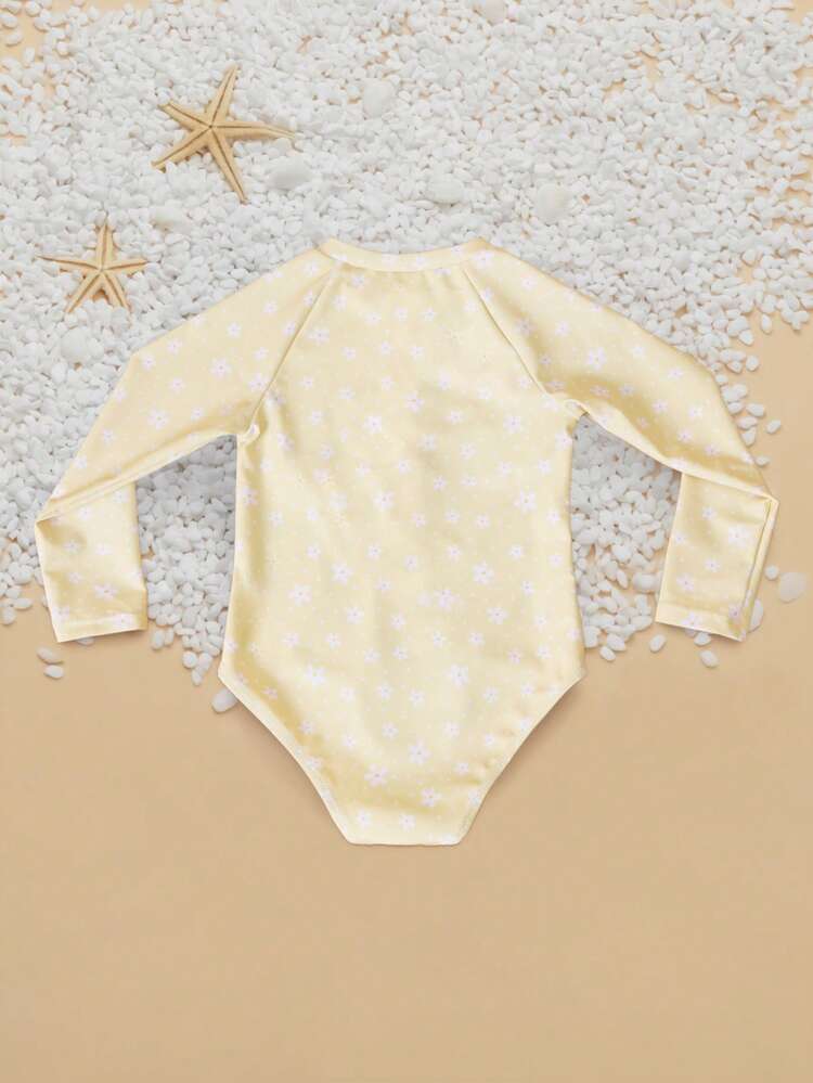 Long Sleeve Rash Guard With Floral Print