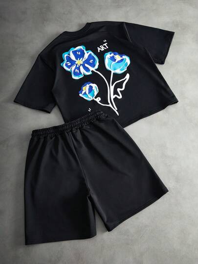 PAVTROS Men's Street-Style Hot Selling 3D Floral Foam Graphic Tee, Versatile For Outdoor Music Festivals, Casual Outings, Gifts For Boyfriend/Husband, Anniversary