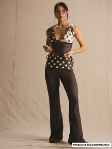 MUSERA Polka Dot Waistband Flared Trousers Only Spring Summer Cosy Cute Daily Girly Vacation Sunlight Social - Multicolor - View 1