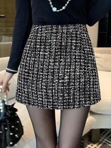 DAZY Women's Elegant A-Line Skirt, Suitable For Commuting, Parties, Birthdays - Black - View 5