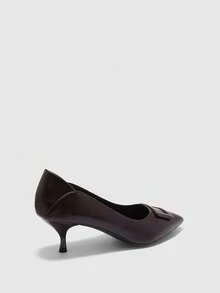 CUCCOO BIZCHIC Buckle Simple And Generous Fashion Versatile Casual Workplace Commuter Women's High Heels Shoes Spring Shoes - Dark brown - View 9