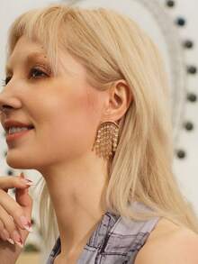 女士耳环，高级/复古/优雅，18K镀金，性感/复古，适合妈妈/女士/女孩/母亲，夏季/海滩/舞会/派对，多层/宝石/串珠/水晶 - 金黃色 - 查看 3