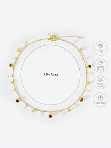 Opalesca Tiger's Eye Stone Pearl Bell Flower New Earrings Necklace - Gold - View 7