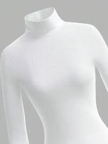 SHEIN Tall Bộ 2 áo cổ cao màu trắng trơn, ôm dáng, thích hợp cho mùa thu và mùa đông. - Nhiều màu - Xem 13
