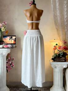 SaltGleam SaltGleam 2026春夏新款女式蕾丝拼接半身裙 - 白色 - 查看 2