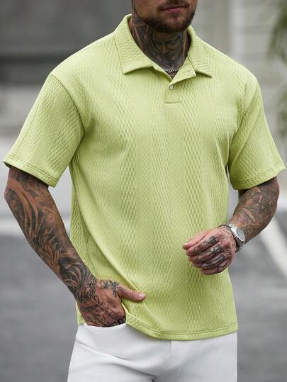 Manfinity CasualCool Áo polo nam tay ngắn màu trơn, kiểu dáng thường ngày, thích hợp cho mùa hè.