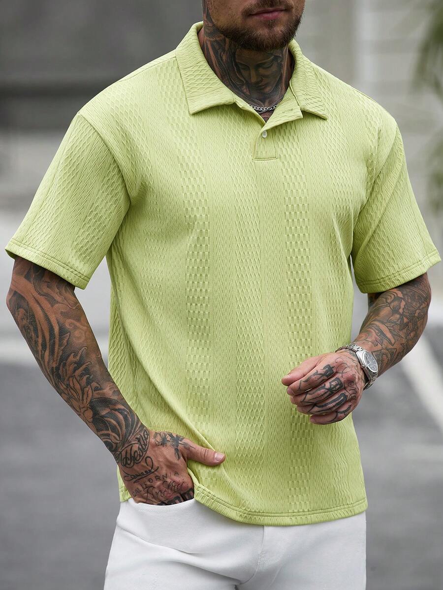 Manfinity CasualCool Áo polo nam tay ngắn màu trơn, kiểu dáng thường ngày, thích hợp cho mùa hè. - màu xanh lá - Xem 1