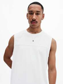 SUMWON Men's Sleeveless Tank Top With Chest Pocket Detail Crew Neck Casual Summer Essential - White - View 5