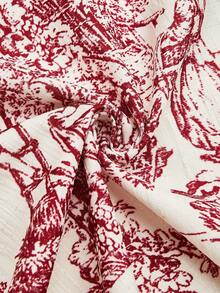EMERY ROSE Women's Textured Print Fitted Camisole, Elegant For Vacation, Commute And Everyday Wear - Red - View 8