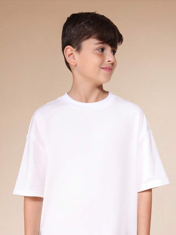 Boys Tween Crew Neck Short Sleeve Graphic Print T-Shirt With Back Text Design Regular Fit Cotton Casual Top