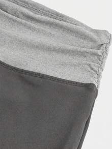 Quần nỉ ống rộng cạp gập phối màu tương phản, kiểu dáng thường ngày cho bé gái tuổi teen, thích hợp cho mùa xuân/hè trở lại trường học. - Xám - Xem 4