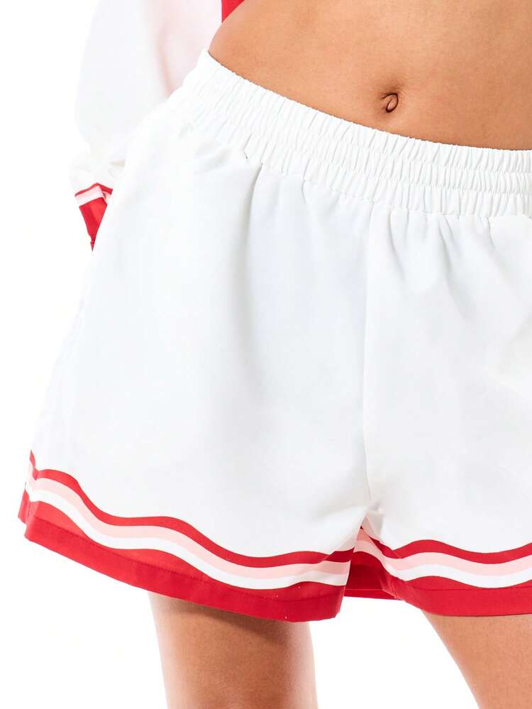 SUMWON WOMEN White Shorts With Red Striped Trim