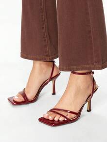 Glitzique 性感女士高跟凉鞋，9厘米细高跟，酒红色，优雅适合派对、婚礼、春夏 - 酒紅色 - 查看 9