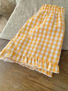LMoss Kids Babygirl Cute Plaid Elastic Waist Shorts, Summer - Yellow - View 6