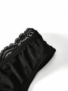 Ocili Shiny Swimwear Lace Lingerie Comfortable Women Thong - Black - View 4