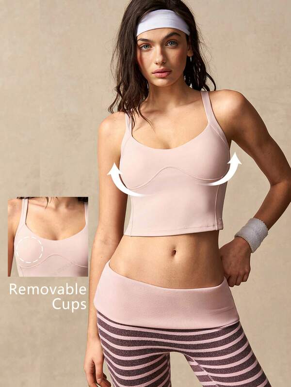 VARSIVA Women's Solid Color Backless Camisole Sports Bra