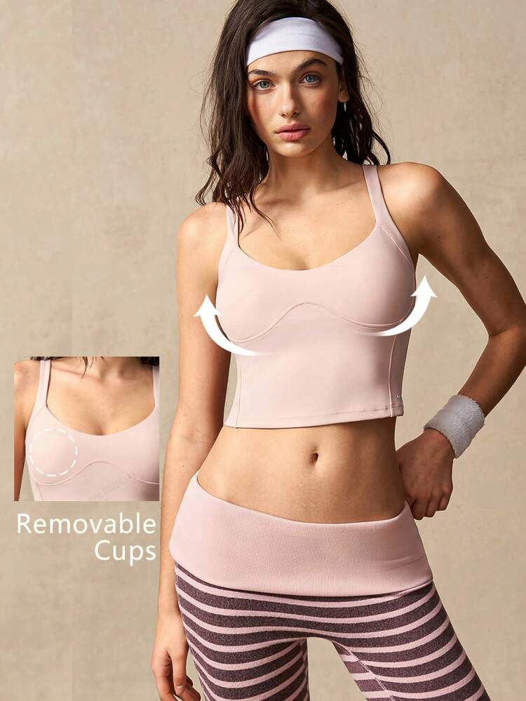 VARSIVA Women's Solid Color Backless Camisole Sports Bra - Pink - View 10