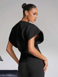 Hauture Elegant White Blouse With Butterfly Brooch - Black - View 6