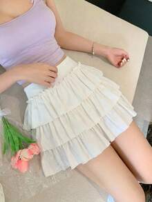 DAZY 女款休閒百褶韓式校園風裙 - 淺灰色 - 查看 4