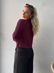 Jeta Ari 串珠水钻针织开衫 秋季、冬季、新年、派对、婚礼、优雅、别致、时尚、舒适、圣诞节 - 中紫紅色 - 查看 2