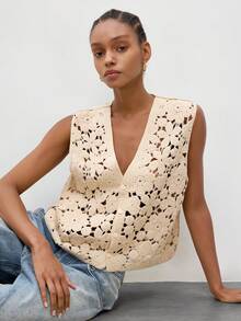 Maija Women's Bubble Floral Pattern Cardigan - Apricot - View 1