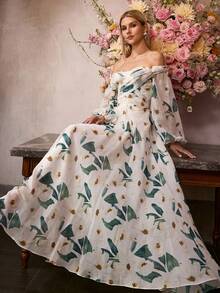 MOTF Soiréza OFF SHOULDER RUCHED A-LINE FLORAL PRINT COCKTAIL DRESS, SPRING/SUMMER - Multicolor - View 2