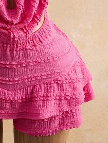 Mistrie Vacation Sexy Backless Halter Top And Shorts 2 Pieces Set - Hot Pink - View 3