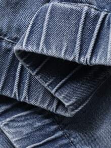 DAZY Women's Collared Zip-Up Long Sleeve Top And Denim Skirt Casual Outfit - Blue - View 7