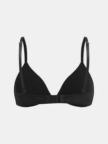 SHEIN Girlism Teen Girls' French Minimalist V-Neck Padded Adjustable Straps Push Up Underwire Bra - Black - View 2